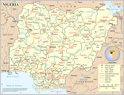 Map of Nigeria with administrative divisions