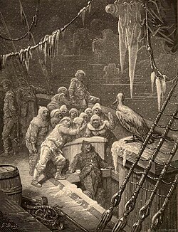 Engraving of a scene from The Rime of the Ancient Mariner. The frozen crew and the albatross by Gustave Doré (1876)
