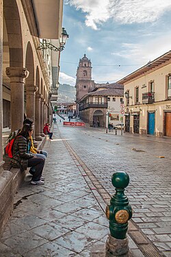 View of the bell tower of the Basilica of La Merced, Cusco