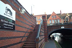 British Waterways sign near Gas Street Basin on the BCN Main Line in Birmingham