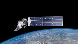 A satellite in space, above the Earth