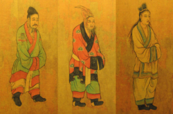 (left to right) A Paekche, Goguryeo, and Silla envoy depicted in a 6th-century painting.