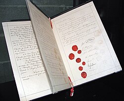 The 1864 Geneva Convention, one of the earliest formulations of written international law