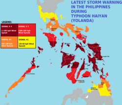 PSWS Map in the Philippines during the passage of Typhoon Haiyan (Yolanda)