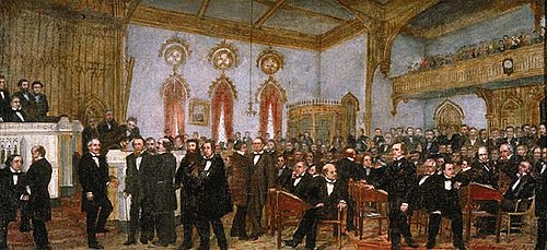 'Signing the Ordinance of Secession of Louisiana, January 26, 1861', oil on canvas painting, 1861