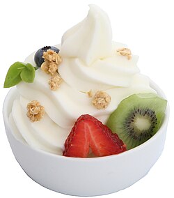 Frozen yogurt with fruit and nuts