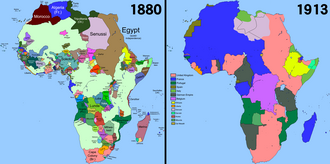 Comparison of Africa in the years 1880 and 1913