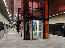 Sydney Metro Hills Showground station featuring a lift for disabled people.
