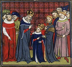 Charlemagne instructing his son, Louis the Pious