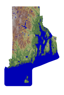Topographic map of Rhode Island