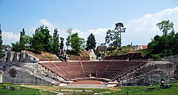 Founded in 44 BC by Lucius Munatius Plancus, Augusta Raurica (near Basel) was the first Roman settlement on the Rhine and is now among the most important archaeological sites in Switzerland.[44]