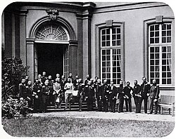 Emperor Franz Joseph (centre in white uniform) at the Congress of German princes in Frankfurt am Main, 1863