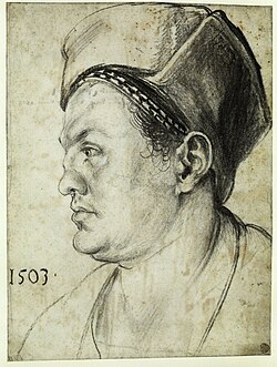 Willibald Pirckheimer by Dürer, 1503, charcoal drawing, Kupferstichkabinett Berlin
