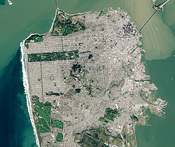 A satellite view of San Francisco