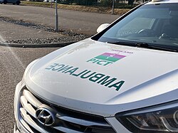 Bonnet of the Scottish ambulance service Highland PICT response car