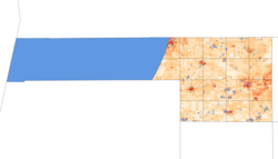 2020 population density of Van Buren County MI by census block[13]