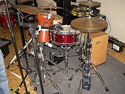 Example percussion setup, with cajón replacing the bass drum