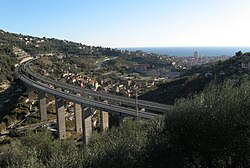 Autostrada dei Fiori (A10), crossing the valley above Oneglia