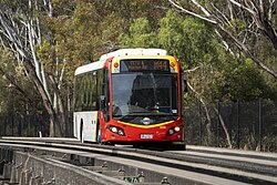 Bus on a guided busway, Adelaide, Australia