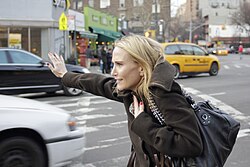 Hailing a taxi streetside