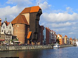View of the Gdańsk Crane in the port city of Gdańsk (Danzig), today in Poland