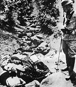 Xuzhou, China, 1938. A mass grave filled with bodies of Chinese civilians, murdered by Japanese soldiers.[80]