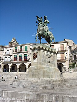 Bronze equestrian statue of Francisco Pizarro in Trujillo, Spain