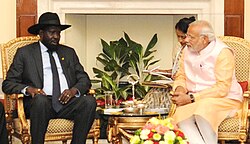 Kiir with Indian Prime Minister Narendra Modi, 30 October 2016