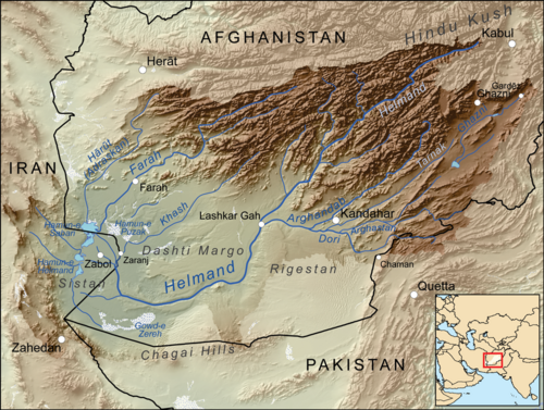 Map of the Helmand River drainage basin showing the Dori River
