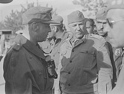 Generalleutnant Otto Fretter-Pico (left) surrendering to General Olímpio Falconière da Cunha (center) of the Brazilian 1st Infantry Division.