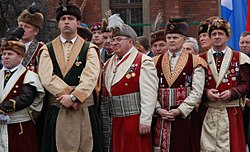 Breast jewels (medals) worn by members of a secular fraternity in Poland.
