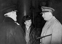 Commissioner Game (left) with the Duke and Duchess of Gloucester at Euston Station on the eve of their departure for Australia in 1945.