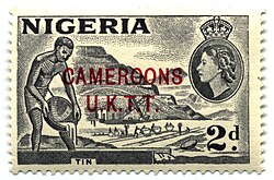 1953 postage stamp with portrait of Queen Elizabeth II
