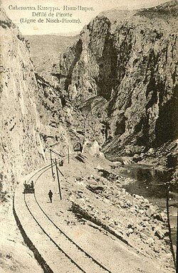 Construction of Niš–Pirot railway in Sićevo Gorge during 1885