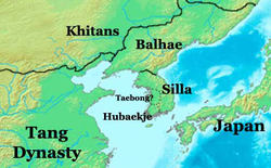 The location of Balhae in the year 900