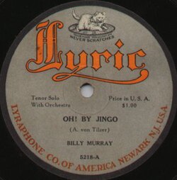 "Oh! By Jingo", on Lyric, 1919