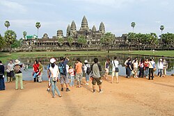 Every year, nearly 2.6 million[189] tourists visit Angkor Wat in Siem Reap, Cambodia.