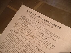 Copy of a colonization contract, in the history museum of San José, Entre Ríos.