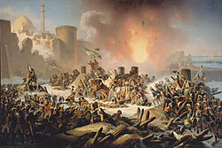 Ottoman troops attempting to halt the advancing Russians during the Siege of Ochakov in 1788