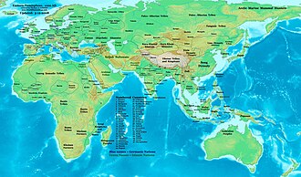 Political boundaries in Eastern Hemisphere at the end of the 11th century