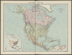 A 1908 map of North America, published in The Harmsworth atlas and Gazetter