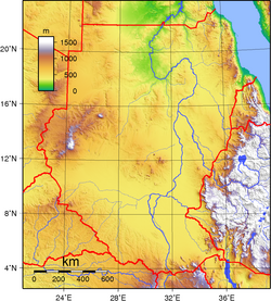 An enlargeable topographic map of Sudan and South Sudan (before partition)