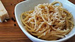 Spaghetti cacio e pepe, a typical Roman dish