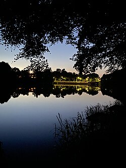 Lymm Dam pictured at sunset