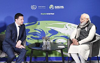 Zelenskyy and Indian Prime Minister Narendra Modi at the COP26 climate summit in Glasgow, November 2021