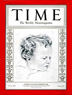 An illustration of Charles Jr. on the cover of Time magazine on May 2, 1932