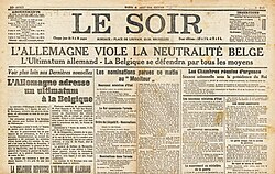 "Germany Violates Belgian Neutrality": Headline in Le Soir, 4 August 1914