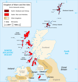 Location of the Kingdom of the Isles at the end of the eleventh century