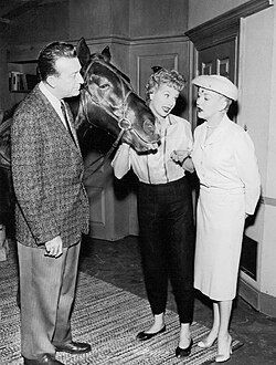 From left: Harry James, Lucille Ball, Betty Grable. (The Lucille Ball-Desi Arnaz Show, 1958)