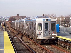 A Market–Frankford Line train departing 52nd Street station